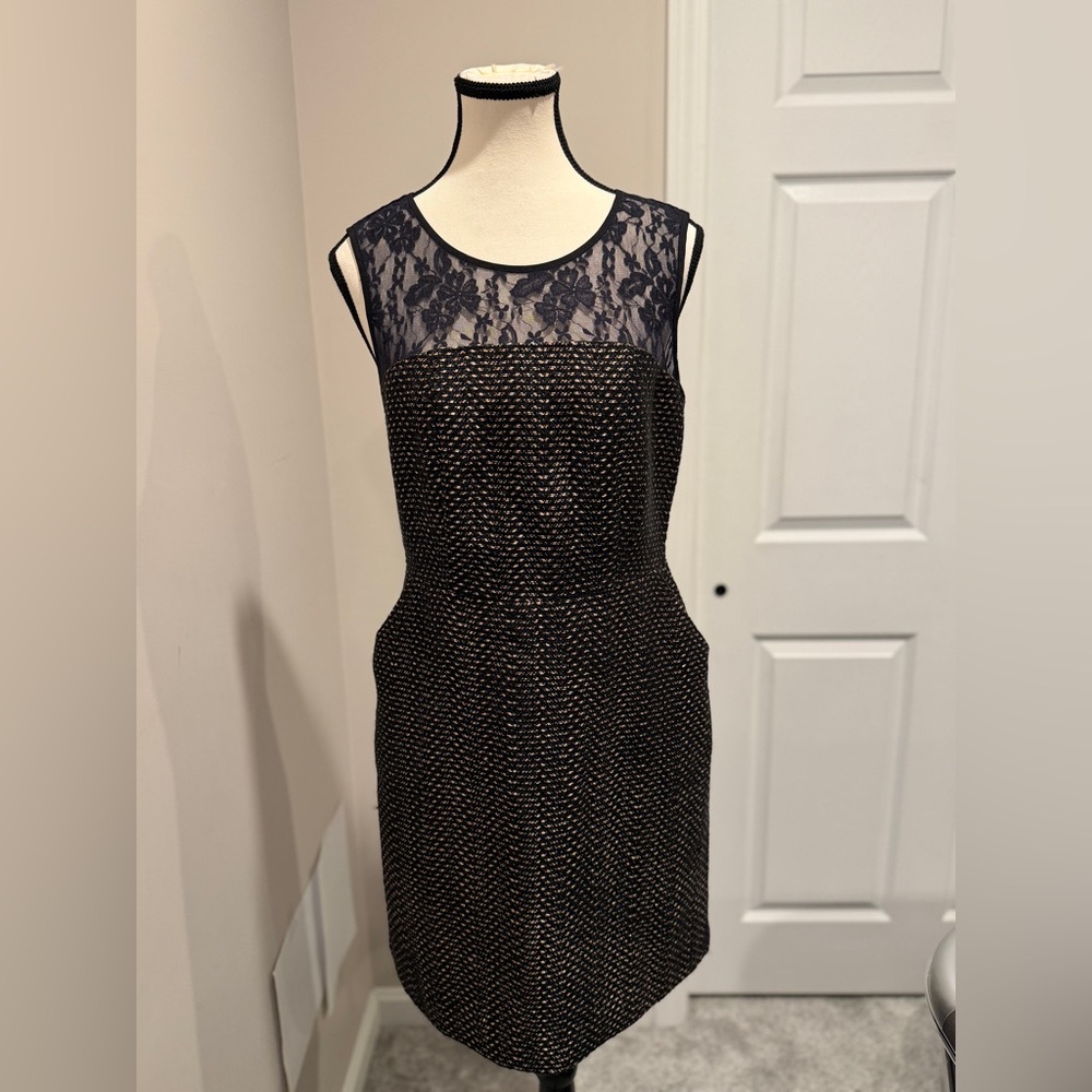 The Limited- Elegant Black And Gold Lace Dress- Size 4